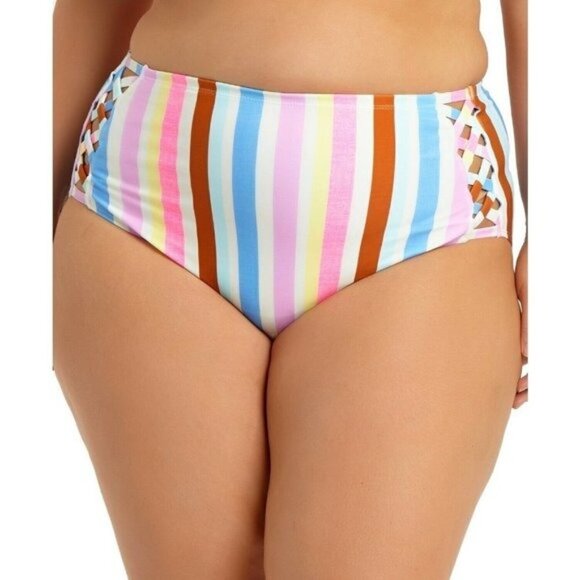California Waves Striped High Waist Bottoms 1148 - Picture 1 of 7